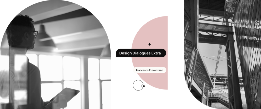 Immagine evocativa dei Design Dialogues Days Extra. Composit con forme e foto di studenti.